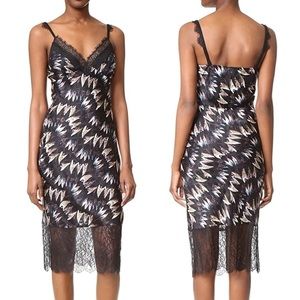 Diane Von Furstenberg | ‘Margarit’ Silk Sheer Lace Trim Slip Stretch Midi Dress